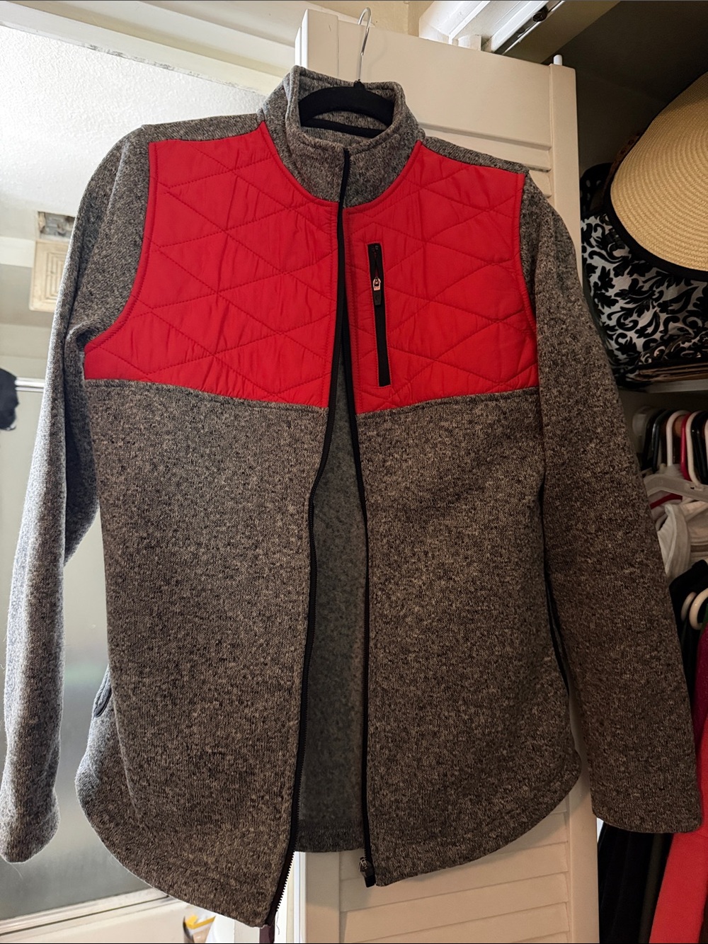 ZYIA Gray Ash Cabin Jacket with Red Quilted Yoke